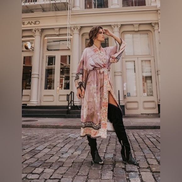 NIP-Gypsy Cherry Blossom Maxi Kimono Dusty - Picture 5 of 6